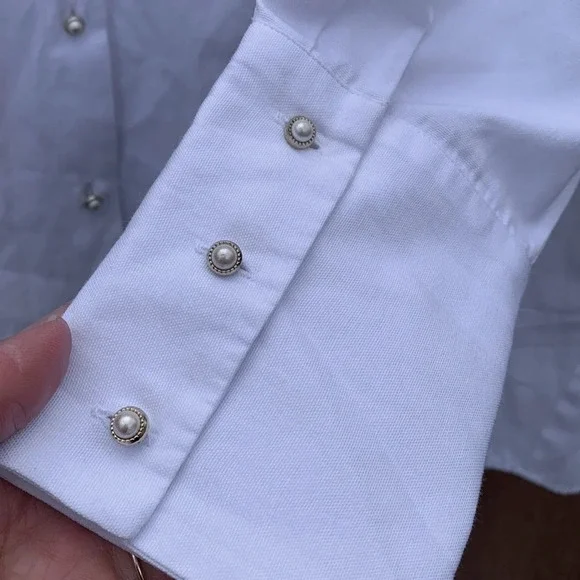 Zara women's size medium long sleeved white blouse, ruffle on back - Picture 5 of 5